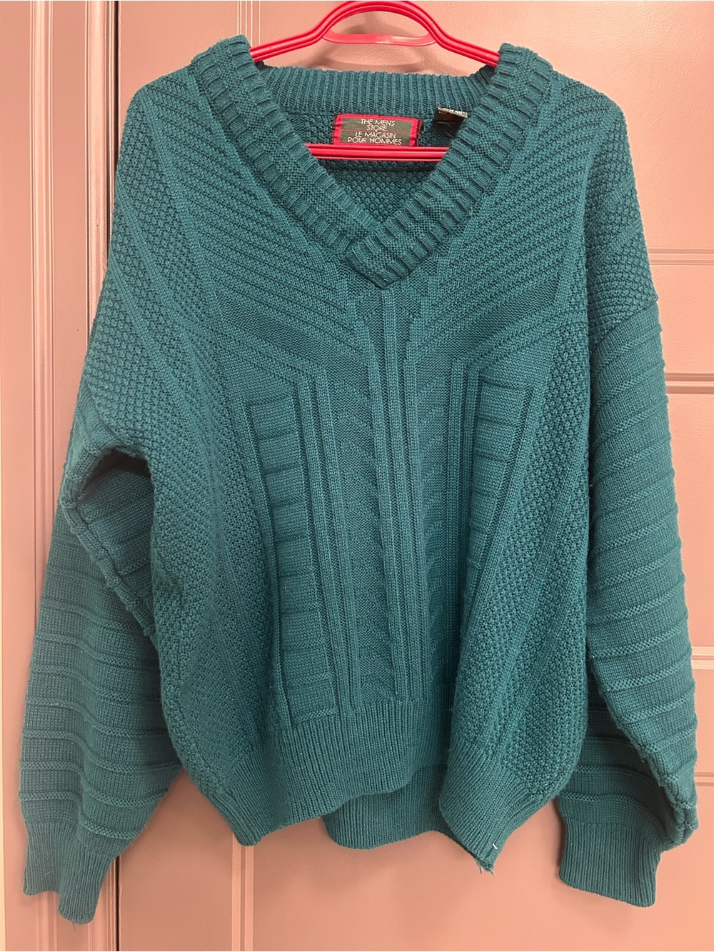 The Men’s Store Teal Knit V-Neck Sweater